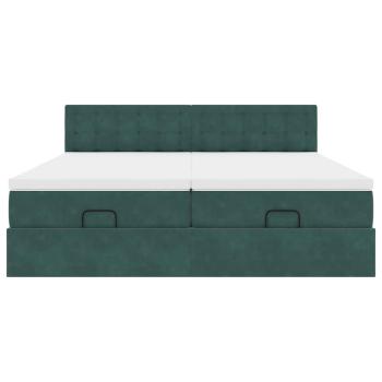 ARDEBO.de - Ottoman-Bett mit Matratzen Dunkelgrün 200x200 cm Samt