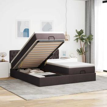ARDEBO.de - Ottoman-Bett mit Matratzen Dunkelbraun 200x200 cm Stoff