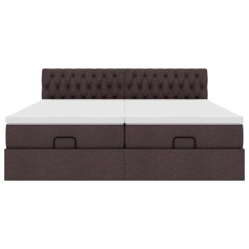 Ottoman-Bett mit Matratzen Dunkelbraun 200x200 cm Stoff