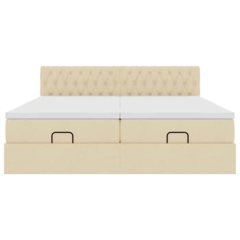 Ottoman-Bett mit Matratzen & LEDs Creme 200x200 cm Stoff