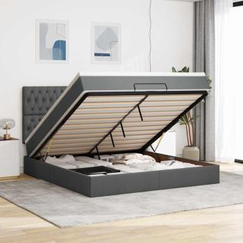 ARDEBO.de - Ottoman-Bett mit Matratze Dunkelgrau 160x200 cm Stoff