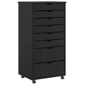 ARDEBO.de - Rollschrank mit Schubladen MOSS Schwarz Massivholz Kiefer