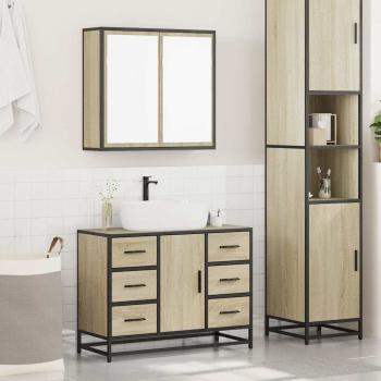 ARDEBO.de - 2-tlg. Badmöbel-Set Sonoma-Eiche Holzwerkstoff
