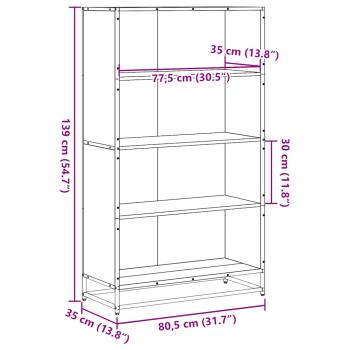 Bücherregal Grau Sonoma 80,5x35x139 cm Holzwerkstoff