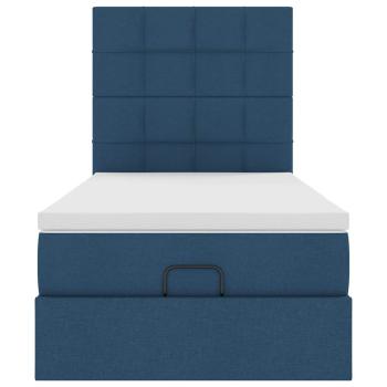 ARDEBO.de - Ottoman-Bett mit Matratze Blau 100x200 cm Stoff