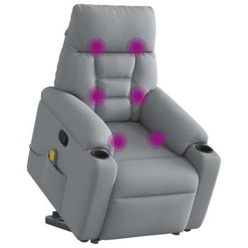 Massagesessel mit Aufstehhilfe Hellgrau Stoff