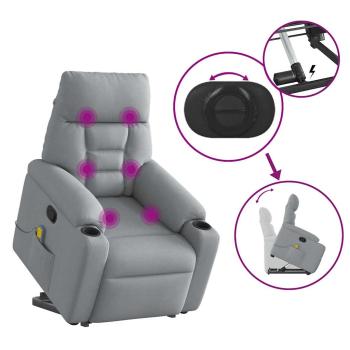 Massagesessel mit Aufstehhilfe Hellgrau Stoff