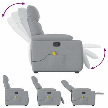 Massagesessel mit Aufstehhilfe Hellgrau Stoff