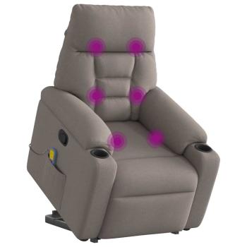 Massagesessel mit Aufstehhilfe Taupe Stoff