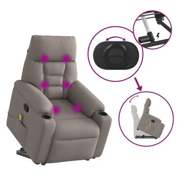 Massagesessel mit Aufstehhilfe Taupe Stoff