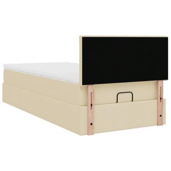 Ottoman-Bett mit Matratze Creme 90x190 cm Stoff