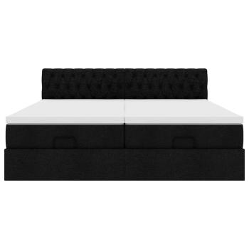 Ottoman-Bett mit Matratzen Schwarz 200x200 cm Stoff