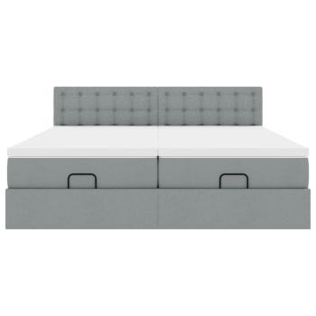 Ottoman-Bett mit Matratzen Hellgrau 160x200 cm Stoff