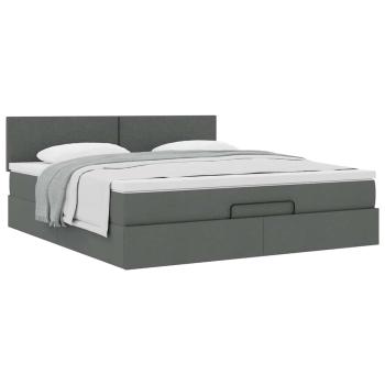 Ottoman-Bett mit Matratze Dunkelgrau 160x200 cm Stoff