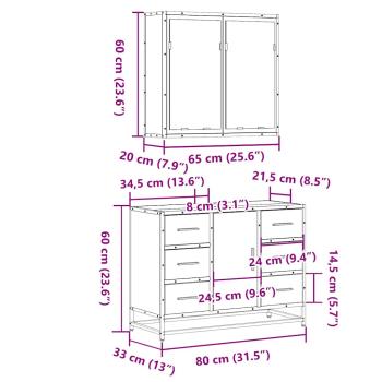 2-tlg. Badmöbel-Set Braun Eichen-Optik Holzwerkstoff
