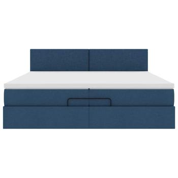 Ottoman-Bett mit Matratze Blau 200x200 cm Stoff