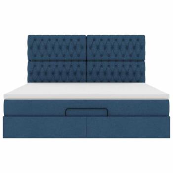 Ottoman-Bett mit Matratze Blau 160x200 cm Stoff