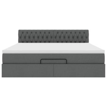 Ottoman-Bett mit Matratze Dunkelgrau 180x200 cm Stoff
