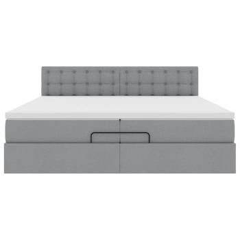 Ottoman-Bett mit Matratze Hellgrau 200x200 cm Stoff