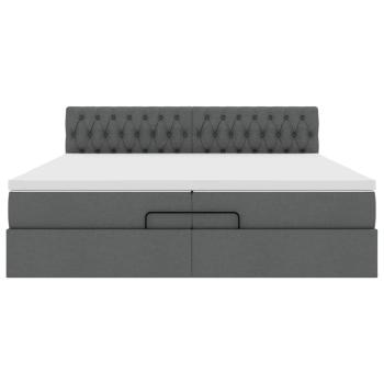Ottoman-Bett mit Matratze Dunkelgrau 200x200 cm Stoff