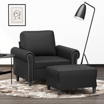 ARDEBO.de - Sessel mit Hocker Schwarz 60 cm Kunstleder