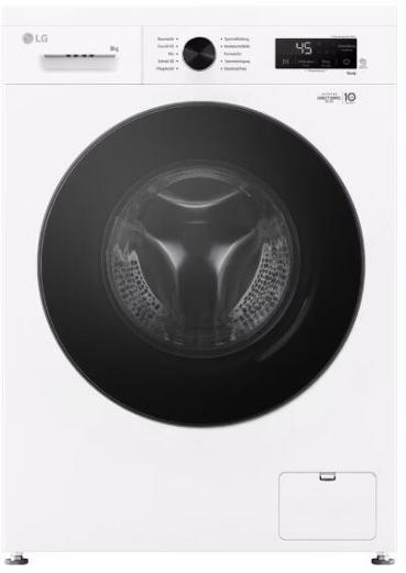 ARDEBO.de LG F4WB308Y 8kg Frontlader Waschmaschine, 60 cm breit, 1400 U/Min, unterbaufähig, Steam, Inverter Direct Drive®-Motor, WLAN, Kindersicherung, weiß glänzend