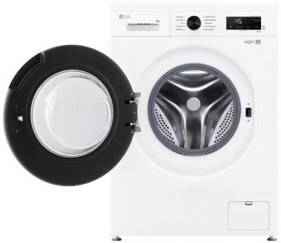 LG F4WB308Y 8kg Frontlader Waschmaschine, 60 cm breit, 1400 U/Min, unterbaufähig, Steam, Inverter Direct Drive®-Motor, WLAN, Kindersicherung, weiß glänzend