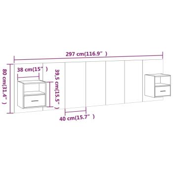 Kopfteil mit Nachttischen Sonoma-Eiche Holzwerkstoff