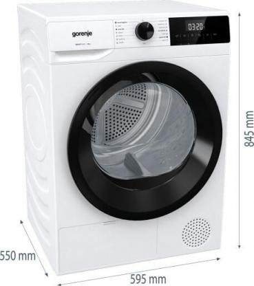 Gorenje DHNE82 EEK: D 8 kg Wärmepumpentrockner, 59,5 cm breit, TwinAir, AutoDrain, Kindersicherung, 15 Programme, Quick Dry, weiß