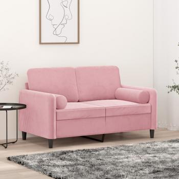 ARDEBO.de - 2-Sitzer-Sofa mit Zierkissen Rosa 120 cm Samt