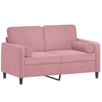 2-Sitzer-Sofa mit Zierkissen Rosa 120 cm Samt