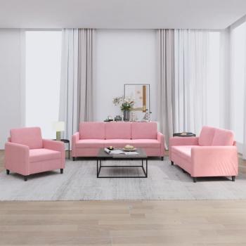 ARDEBO.de - 3-tlg. Sofagarnitur Rosa Samt