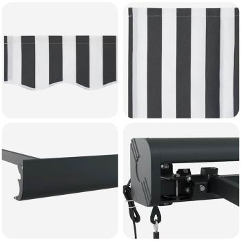 Markise Einziehbar Anthrazit und Weiß 3x2,5 m Stoff & Aluminium