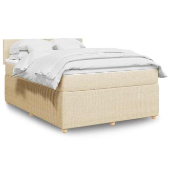 ARDEBO.de - Boxspringbett mit Matratze Creme 140x190 cm Stoff