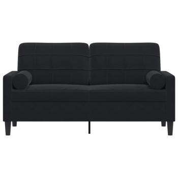 2-Sitzer-Sofa mit Zierkissen Schwarz 140 cm Samt