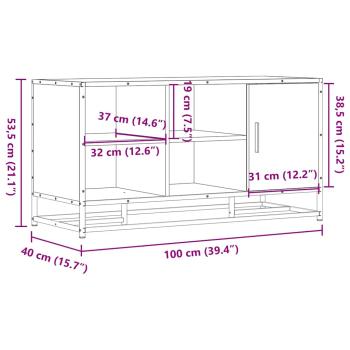 Schuhbank Sonoma-Eiche 100x40x53,5 cm Holzwerkstoff und Metall