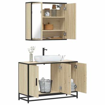 ARDEBO.de - 2-tlg. Badmöbel-Set Sonoma-Eiche Holzwerkstoff