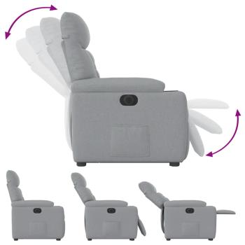 Relaxsessel mit Aufstehhilfe Elektrisch Hellgrau Stoff
