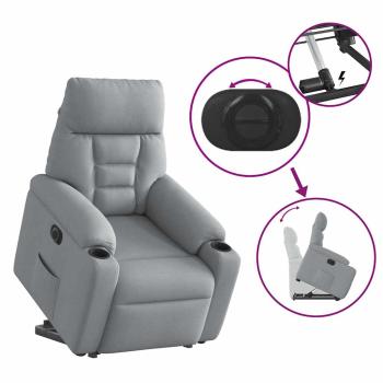 Relaxsessel mit Aufstehhilfe Elektrisch Hellgrau Stoff