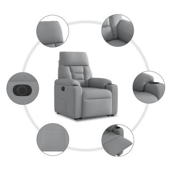 Relaxsessel mit Aufstehhilfe Elektrisch Hellgrau Stoff