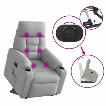 Massagesessel mit Aufstehhilfe Elektrisch Wolkengrau Stoff