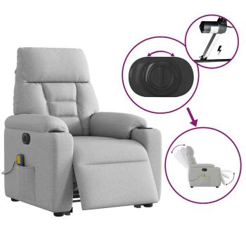 Massagesessel mit Aufstehhilfe Elektrisch Wolkengrau Stoff