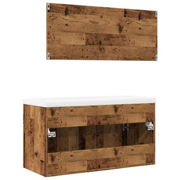 ARDEBO.de - 3-tlg. Badmöbel-Set Altholz-Optik Holzwerkstoff