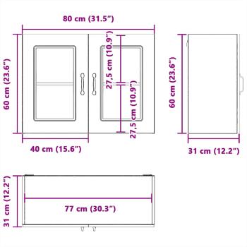 Küchen-Hängeschrank mit Glastür Altholz-Optik Holzwerkstoff