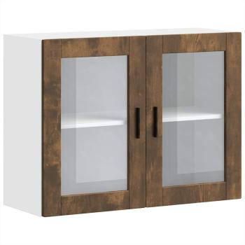 ARDEBO.de - Küchen-Hängeschrank mit Glastür Porto Räuchereiche