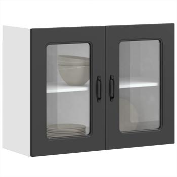 ARDEBO.de - Küchen-Hängeschrank mit Glastür Kalmar Schwarz Holzwerkstoff
