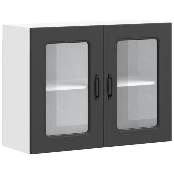Küchen-Hängeschrank mit Glastür Kalmar Schwarz Holzwerkstoff