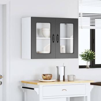 Küchen-Hängeschrank mit Glastür Kalmar Schwarz Holzwerkstoff