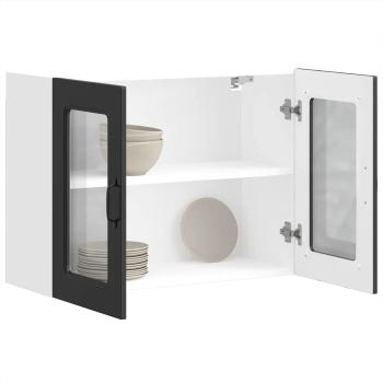 Küchen-Hängeschrank mit Glastür Kalmar Schwarz Holzwerkstoff