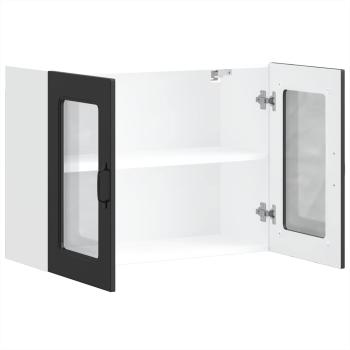 Küchen-Hängeschrank mit Glastür Kalmar Schwarz Holzwerkstoff